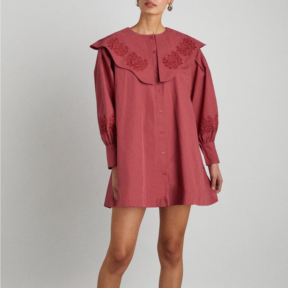 Damson Madder mimi mini dress - plum broderie - NEW WITH TAGS